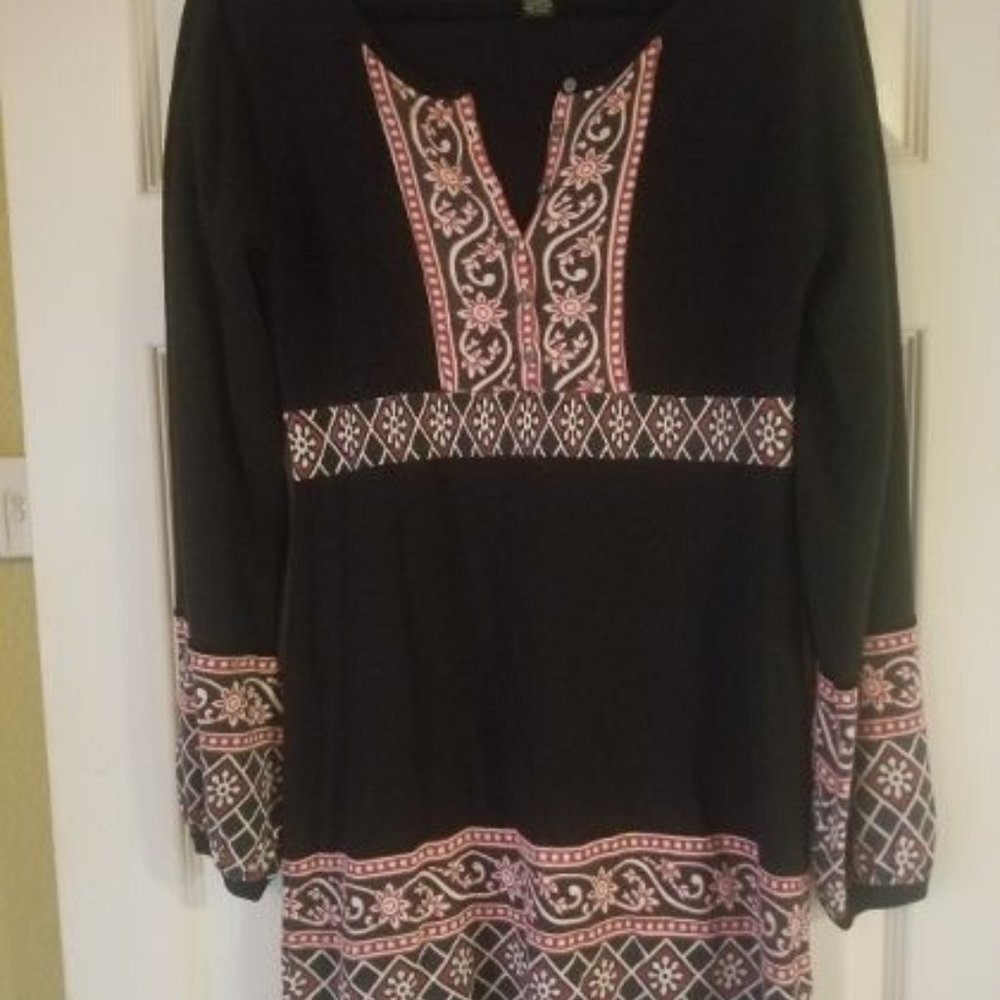 Boho sweater dress - blend of wool, nylon, and cashmere